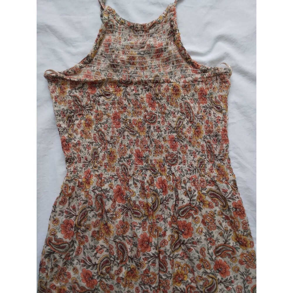 Patrons of Peace Jumpsuit Cropped Floral Paisley Boho Halterneck Smocked Large - Picture 8 of 8